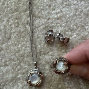 Clogau Tudor Court Mother Of Pearl Stud Earrings, Necklace & Ring